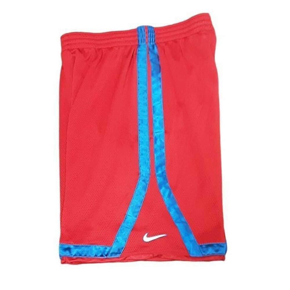 Nike Mens Athletic Basketball Shorts Red Blue Adjustable Drawstring Waist L